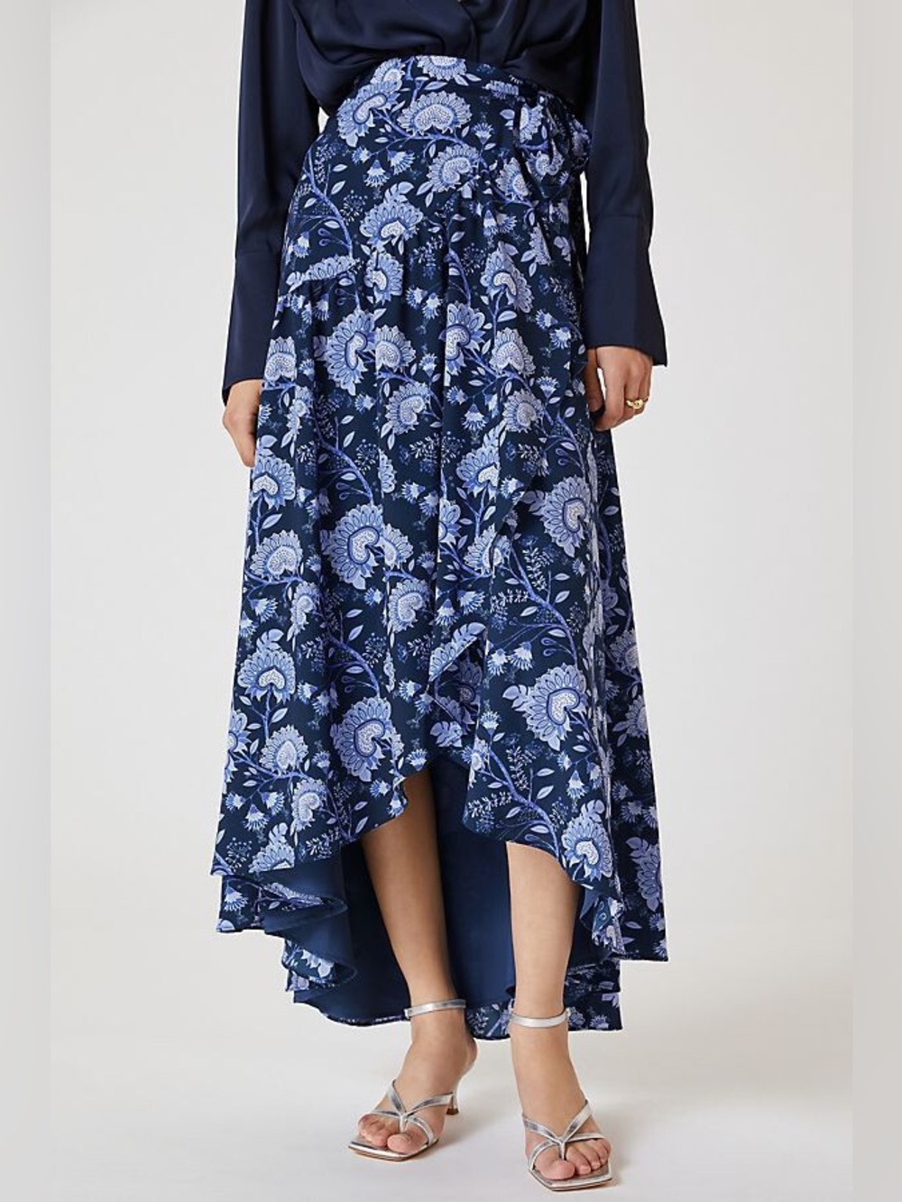 Hutch Blue Printed Wrap Maxi Skirt Size Small